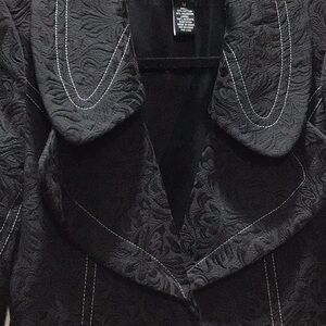 Arden B Black Textured Western Pea Coat Flared Trench Coat